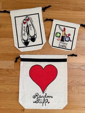 NWOT Brighton Canvas Drawstring Stuff Bags Travel Bags Random Stuff 3 Total